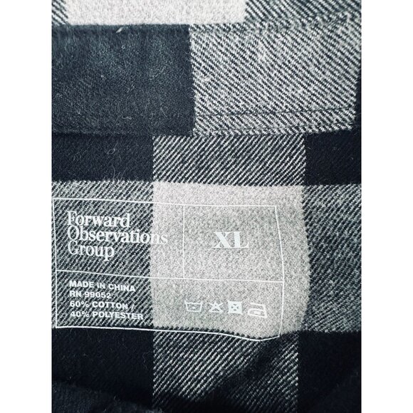 Forward Observations Group Mens XL Flannel Shirt Plaid Black & White Button Down - Picture 4 of 9